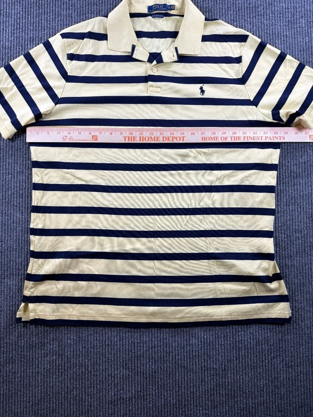 Polo Ralph Lauren Classic Fit Short Sleeve Polo Mens XL Yellow Blue Striped